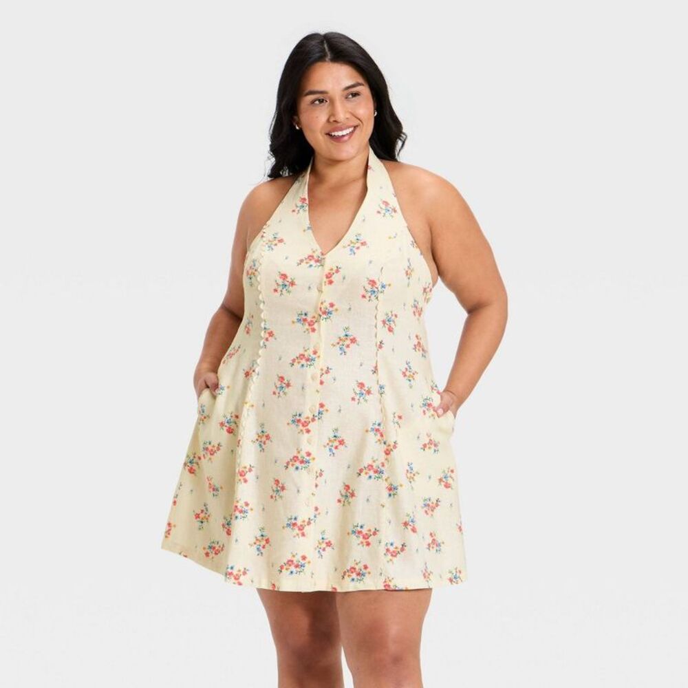 Women's Floral Mini Sundress - Universal Thread Cream XXL